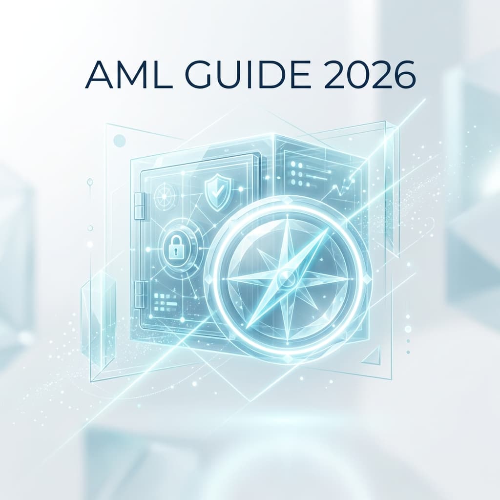 Abstraktní štít reprezentující AML zákon a bezpečnost 2026